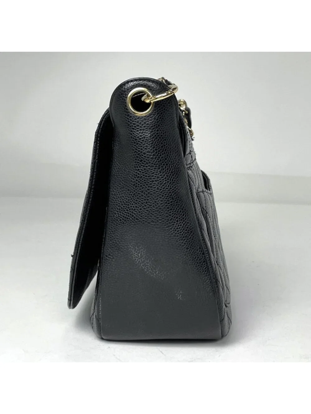 Chanel Shoulder Bag CC Logo Quilted Caviar Leather Black